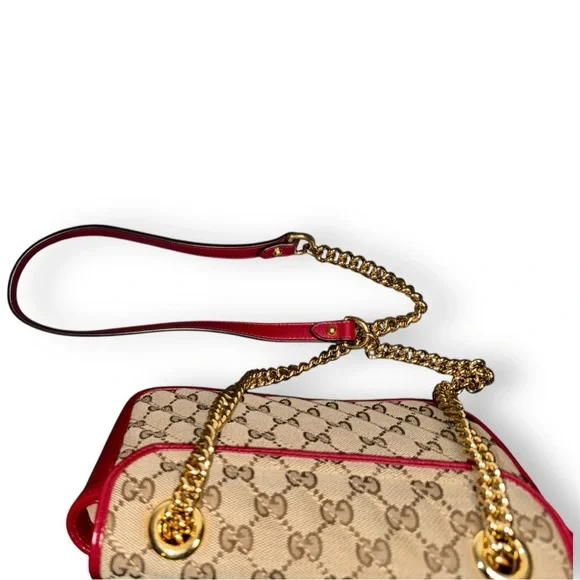 Authentic GUCCI GG Canvas Marmont Flap crossbody convertible bag